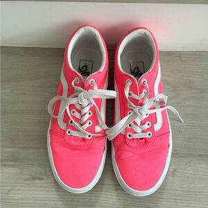 Vans Neon Pink and White Women's Sneakers